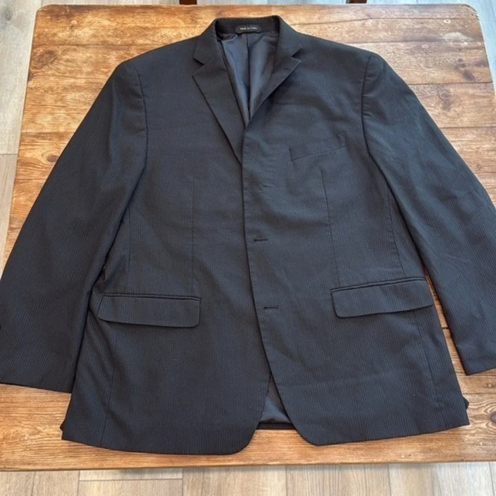 Michael Kors Mens Black Pinstripe‎ Two Button Blazer Suit Jacket 44R EUC